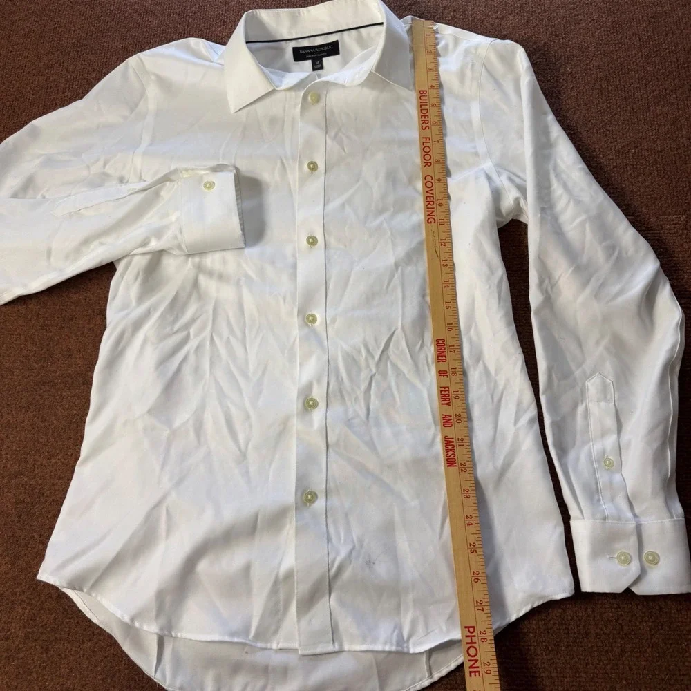 Banana Republic Mens Non-Iron Slim Fit White Dress Shirt M 15-15.5 33-34 Cotton